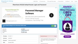 
                            5. FiberHome HG320 Default Router Login and Password - Clean CSS