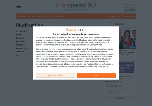 
                            12. Ficha de la empresa DIUSFRAMI, S.A. - Bolsamanía.com - Bolsamania