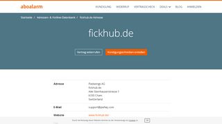 
                            3. fickhub.de Hotline, Anschrift, Faxnummer und E-Mail - Aboalarm