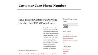 
                            4. Ficus Telecom Customer Care Phone Number, Email ID, Office Address