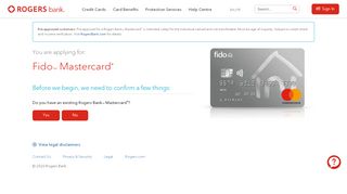 
                            2. Fido Mastercard | Apply | Rogers Bank