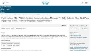 
                            2. Field Notice: FN - 70276 - Unified Communications Manager ... - Cisco