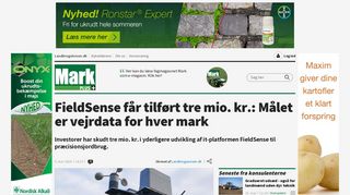 
                            5. FieldSense får tilført tre mio. kr.: Målet er vejrdata for hver mark ...