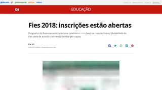 
                            7. Fies 2018: inscrições estão abertas | Educação | G1