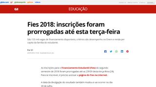 
                            6. Fies 2018: inscrições foram prorrogadas até esta terça-feira ...