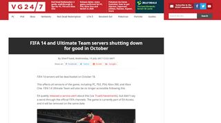 
                            9. FIFA 14 and Ultimate Team servers shutting down for good in October ...