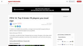 
                            6. FIFA 14: Top 5 Under-19 players you must sign - Sportskeeda