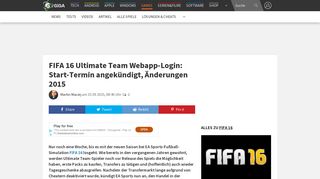 
                            4. FIFA 16 Ultimate Team Webapp-Login: Start-Termin angekündigt ...