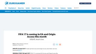 
                            13. FIFA 17 is coming to EA and Origin Access this month • Eurogamer.net