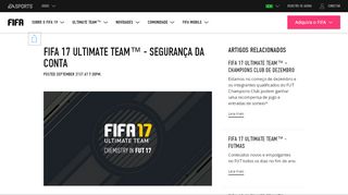 
                            7. FIFA 17 Ultimate Team™ - Segurança da conta - EA Sports