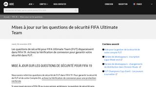 
                            8. FIFA 18 - Mises à jour sur les questions de sécurité FIFA Ultimate Team