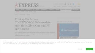 
                            11. FIFA 19 EA Access COUNTDOWN: Release date, start time, Xbox One ...