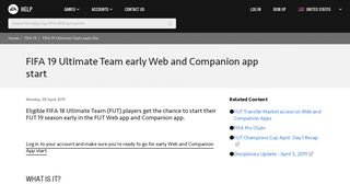
                            8. FIFA 19 - FIFA 19 Ultimate Team early Web and Companion app start