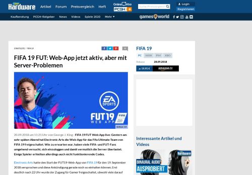
                            11. FIFA 19 FUT: Web-App jetzt aktiv, aber mit Server-Problemen