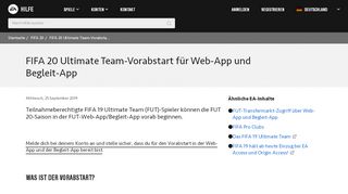 
                            6. FIFA 19 Ultimate Team-Vorabstart für Web-App und Begleit ... - EA Help