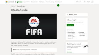 
                            4. FIFA (EA Sports) - Xbox Support