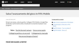 
                            4. FIFA Mobile - Salva l'avanzamento del gioco in FIFA Mobile - EA Help