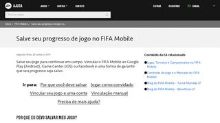 
                            6. FIFA Mobile - Salve seu progresso de jogo no FIFA Mobile - EA Help