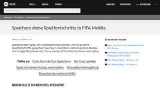 
                            3. FIFA Mobile - Speichere deine Spielfortschritte in FIFA Mobile - EA Help