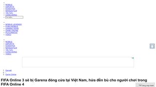 
                            8. FIFA Online 3 sẽ bị Garena đóng cửa tại Việt Nam, hứa đền bù cho ...