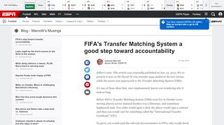 
                            13. FIFA's Transfer Matching System a good step toward accountability