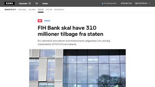 
                            8. FIH Bank skal have 310 millioner tilbage fra staten | Penge | DR