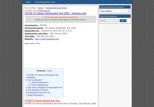 
                            4. FIITJEE IIT Genius Scholarship Test 2019 : iitgenius.com – www ...