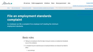 
                            13. File an employment standards complaint | Alberta.ca