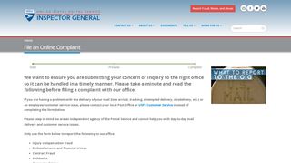 
                            9. File an Online Complaint | USPS Office of Inspector General