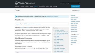 
                            1. File Header « WordPress Codex