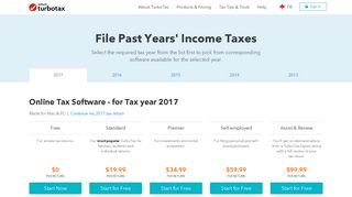 
                            5. File Past Years' Income Tax Returns | TurboTax 2017, 2016, 2015 ...