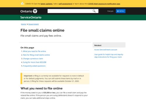 
                            11. File small claims online | Ontario.ca
