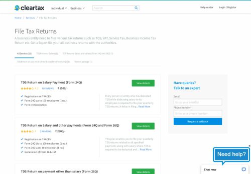 
                            2. File Tax Returns - ClearTax