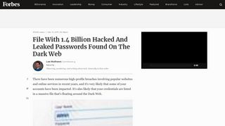 
                            11. File With 1.4 Billion Hacked And Leaked Passwords Found On The ...