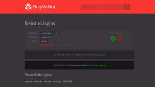 
                            11. filelist.ro passwords - BugMeNot