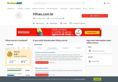 
                            4. Filhao.com.br - Reclame Aqui