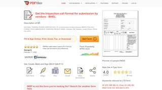 
                            10. Fillable Online Inspection call format for submission by vendors ...