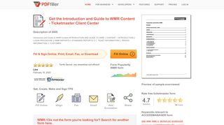 
                            10. Fillable Online Introduction and Guide to WMR Content - Ticketmaster ...