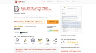 
                            9. Fillable Online login mailingwork ORDINE e LISTINO PREZZI ...