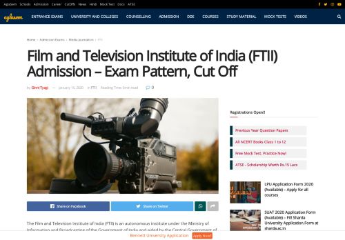 
                            7. Film and Television Institute of India (FTII) Admission – Exam Pattern ...
