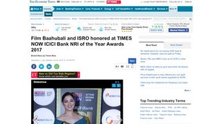 
                            11. Film Baahubali and ISRO honored at TIMES NOW ICICI Bank NRI of ...