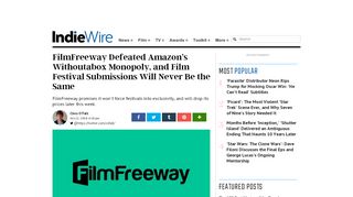 
                            12. FilmFreeway Defeated Amazon's Withoutabox Monopoly ... - IndieWire