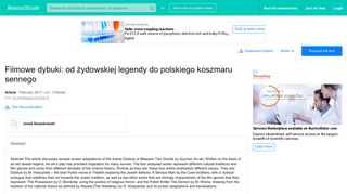 
                            6. Filmowe dybuki: od żydowskiej legendy do polskiego ...