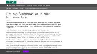 
                            11. FIM och Ålandsbanken inleder fondsamarbete | FIM Kapitalförvaltning ...