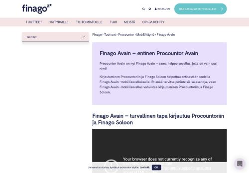 
                            9. Finago Avain - sisäänkirjautuminen Procountoriin