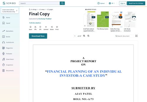 
                            11. Final Copy | Mutual Funds | Investing - Scribd