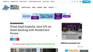 
                            9. (Final Day!) Expedia, Save $75 on Hotel Booking with MasterCard ...