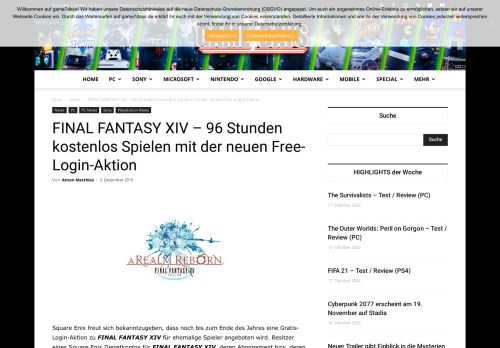 
                            9. FINAL FANTASY XIV - 96 Stunden kostenlos Spielen mit der neuen ...