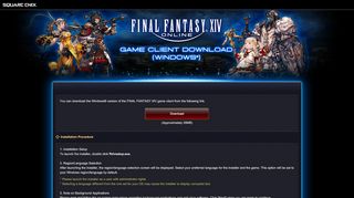 
                            2. FINAL FANTASY XIV Game Client Download (Windows)