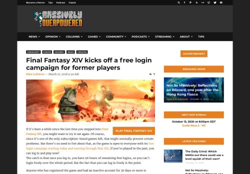 
                            9. Final Fantasy XIV kicks off a free login campaign for former players ...